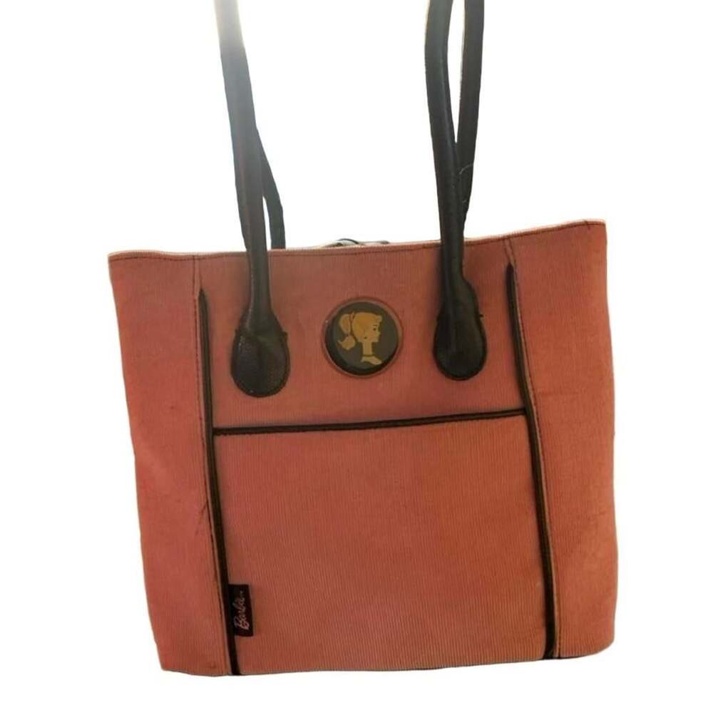 Barbie Pink Corduroy Tote Bag With Black Trim
